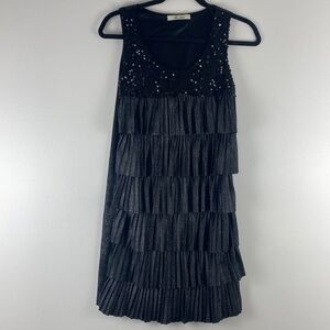 de. me Ruffled Mini Dress Sequined Top Sleeveless Small